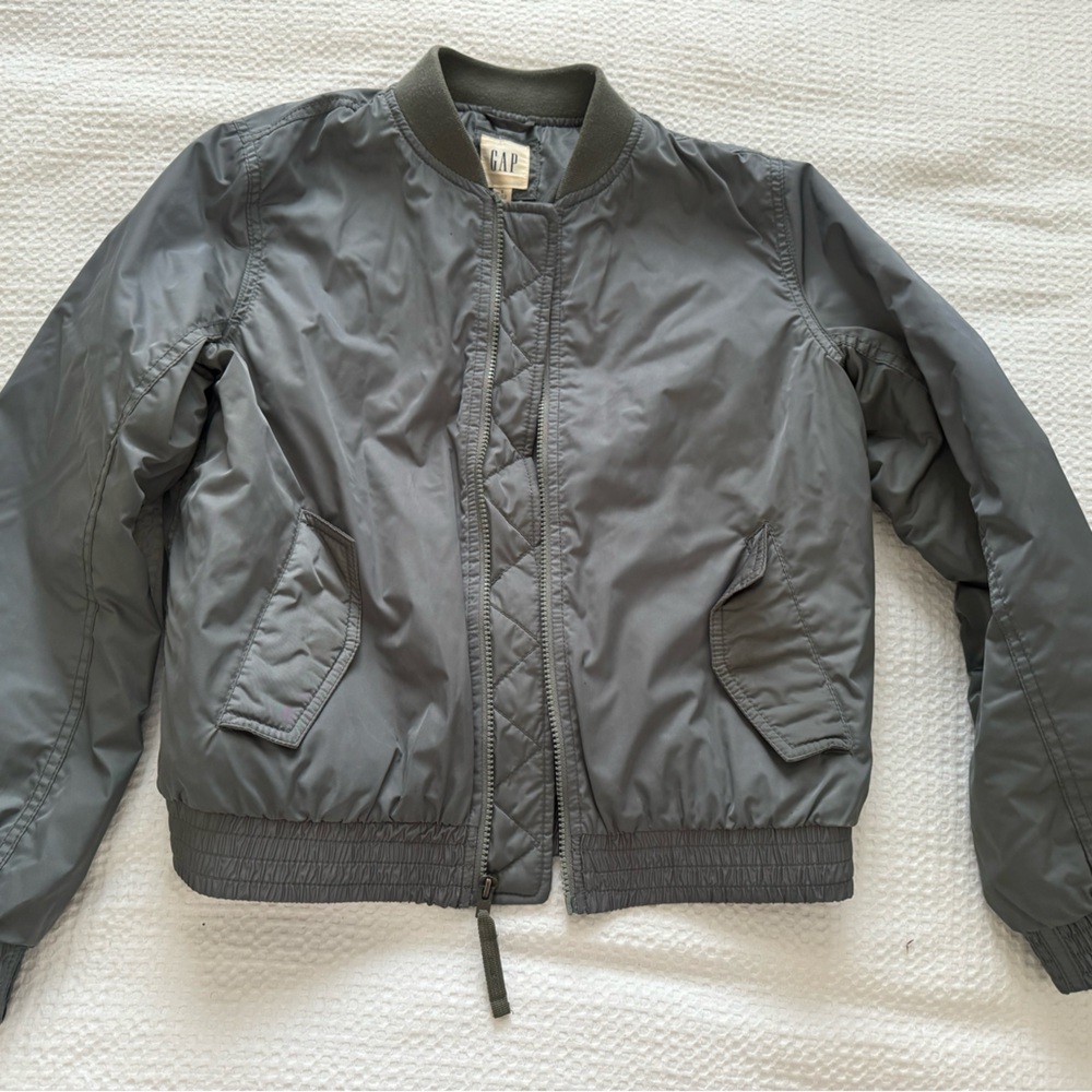 Gap green bomber rain coat
